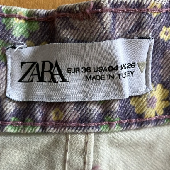 NEW Zara floral purple non-stretch denim shorts size 4 - Picture 12 of 14